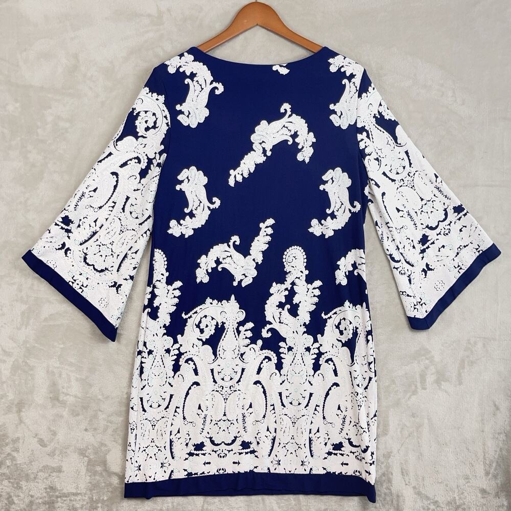 Sandra Darren Paisley Bell Sleeve Shift Dress Size 14 Cottagecore Whimsical - Picture 12 of 12